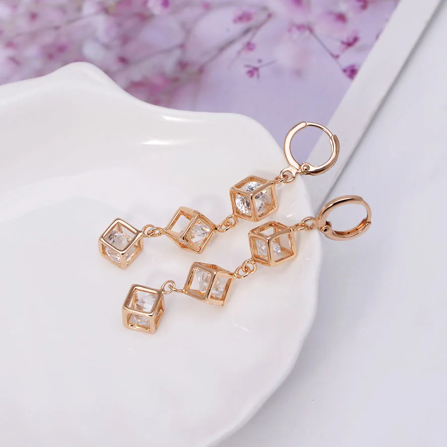 Женские серьги-подвески квадратной формы Элегантные ювелирные украшения