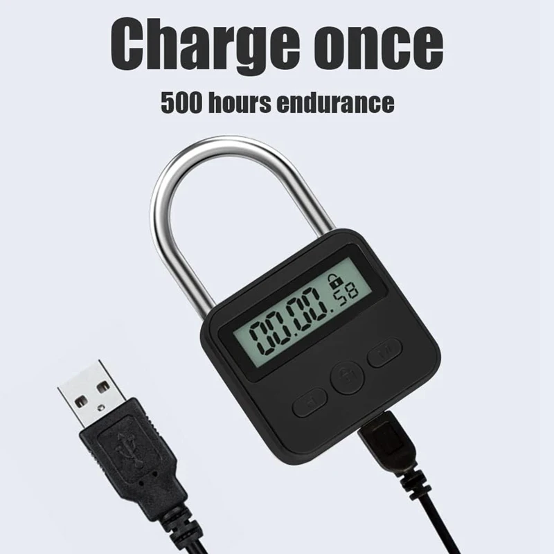 Металлический замок с таймером сплав USB перезаряжаемый ЖК-дисплей