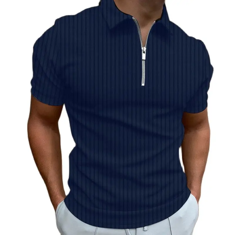 

Men's Patchwork Casual T-shirt 2023 Summer New Zip Man Short-sleeved Polo Shirts Black Gray White S-3xl Euro Size Men