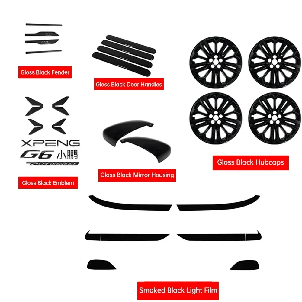 Для Xpeng G6 2023 2024 Xiaopeng черный значок передний и задний черненые аксессуары для