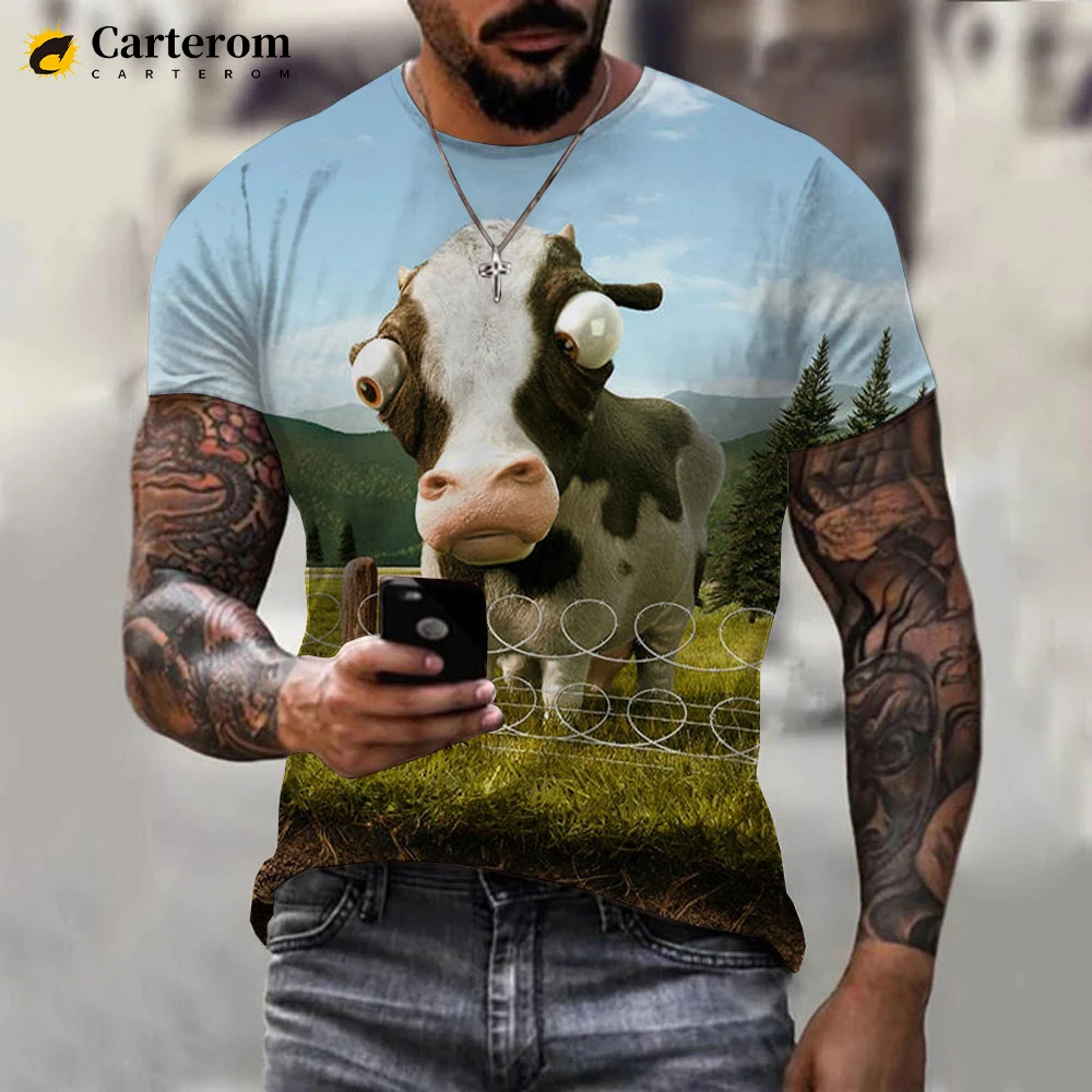 2022 Popular Novelty Funny Animal Pig Cows Series 3D T-shirt Men Women Fashion Casual Short Sleeve Harajuku Streetwear Tops |