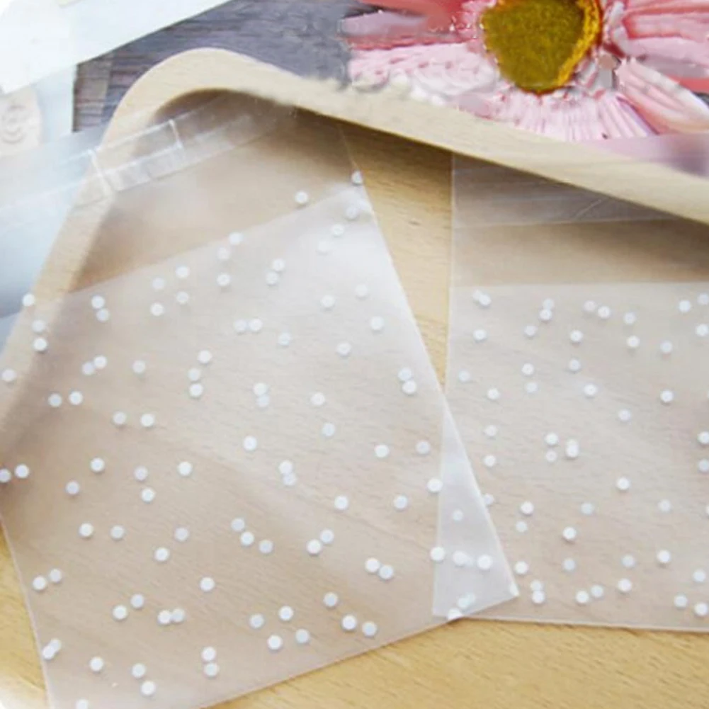 

100pcs/pack Gift White Dots DIY Packaging Christmas Baking Home Festival Transparent Candy Bags