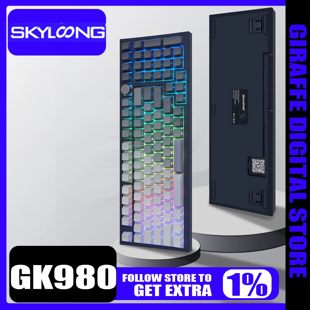 Механическая клавиатура Skyloong GK980 многофункциональная ручка RGB проводная игровая