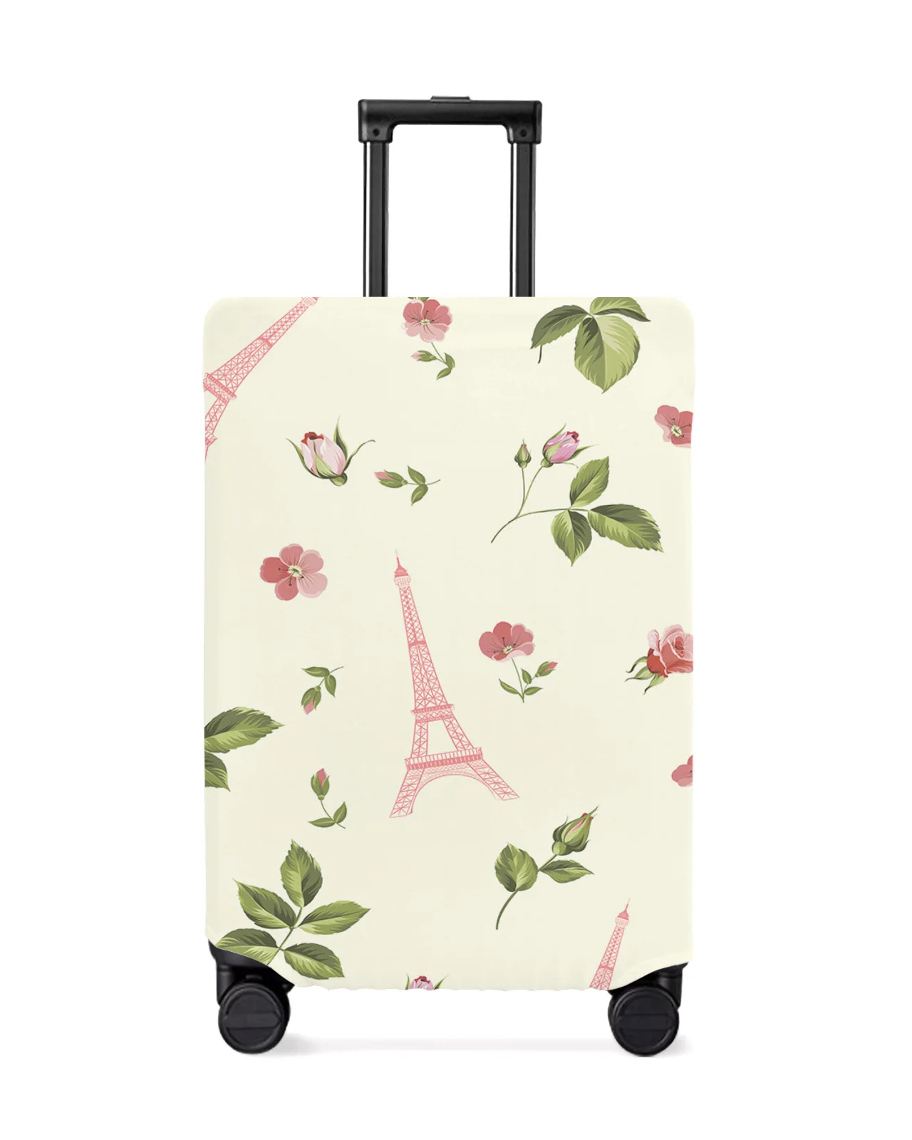 

Spring Pink Flowers Green Leaves Eiffel Tower Travel Luggage Cover Elastic Baggage Cover Suitcase Dust Case Travel Accessories
