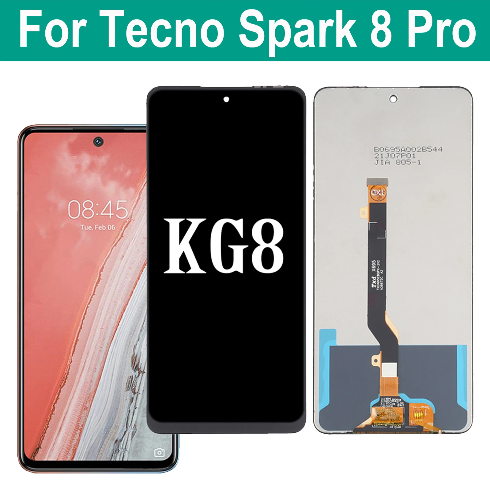 

6,8 ''Оригинальный ЖК-дисплей для Tecno Spark 8 Pro 8Pro KG8