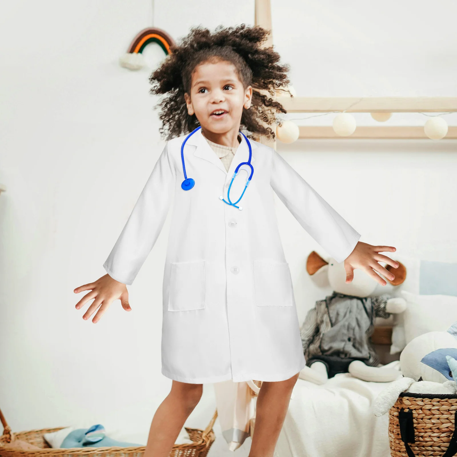 Biały płaszcz kostiumy dla dzieci naukowiec laboratoryjny maluch lekarz 12100X7700X100CM zestaw do przebierania ubrań peelingi chłopcy dziecko
