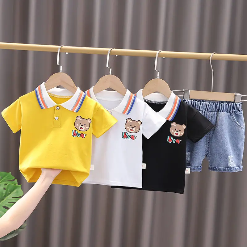

Summer Children Baby Boys Clothes Cartoon Small Bear T-Shirt Shorts Cotton Toddler Fashionable Clothing Kids Tracksuits Set