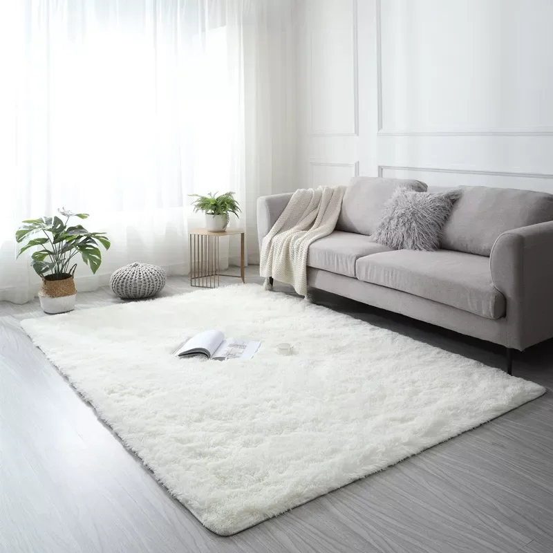 

2023 Plush Carpet Suitable For Living Room White Soft Fluffy Carpets Bedroom Bathroom Non-slip Thicken Floor Mat Teen Room Decor