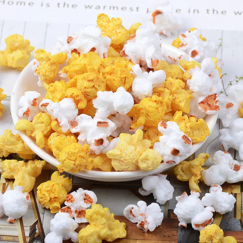 

10Pcs Simulation Popcorn Mini Play Toys Resin Cabochons DIY Jewelry Making Accessories Scrapbooking Hair Bow Decoration Craft