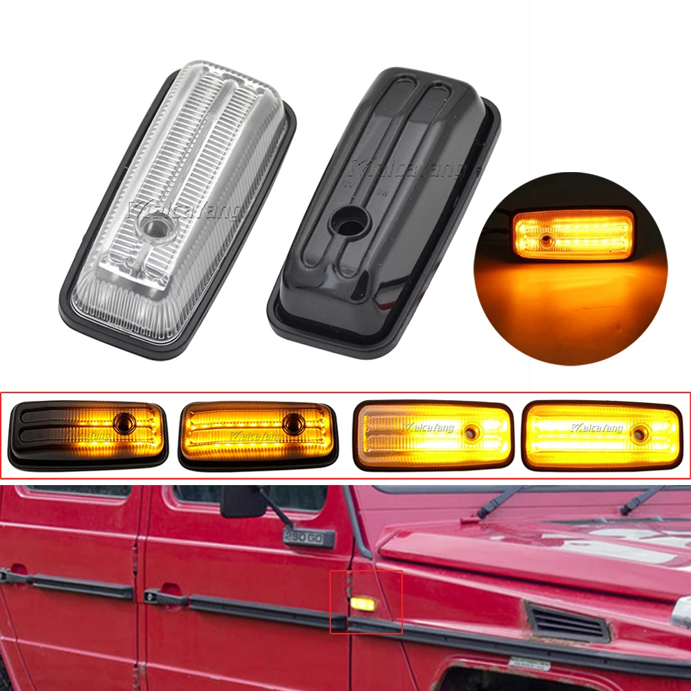 

Dynamic LED Amber Side Marker Light Turn Signal Lamps For Mercedes Benz G Class W463 W461 G500 G550 G55 G63 G65 1986-2002