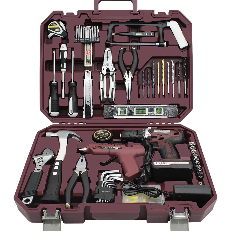

Hot Sale 21V Rechargeable Drill Household Repair Toolkit Mechanic Tool Set Lithium Power Impact Drills Hand Electric Drill