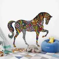 colorful horse creative wall stickers folding version of the living room background wall decorative wall stickers