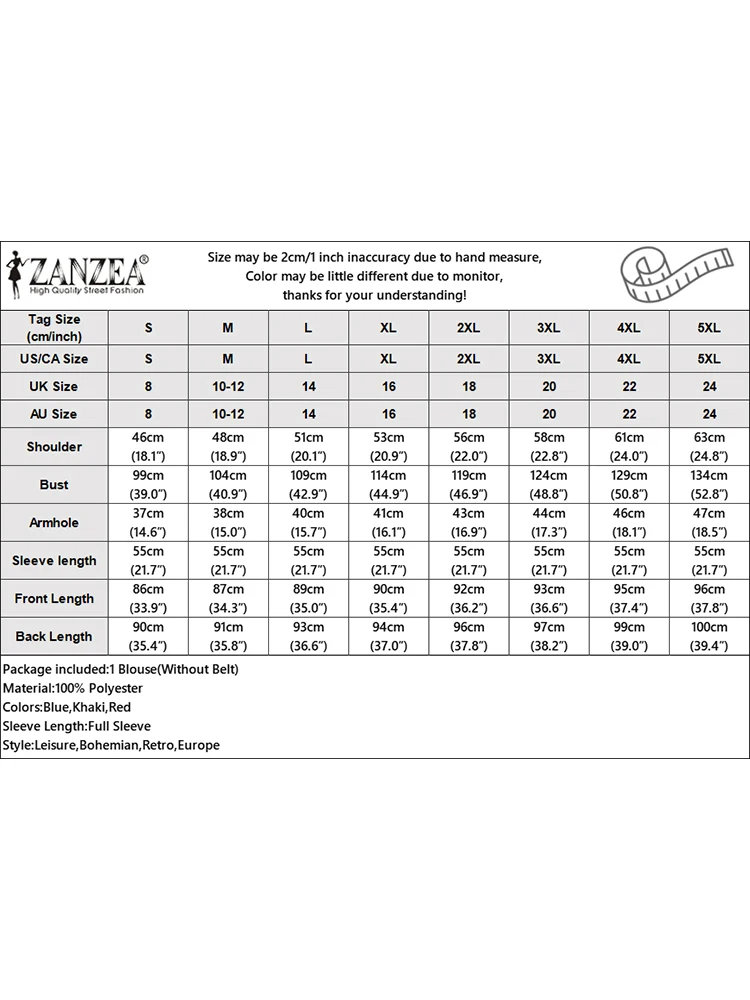Блузка с длинным рукавом Zanzea