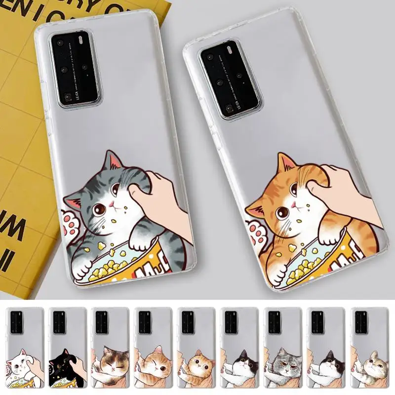 

Cute Cat Cartoon Phone Case for Huawei Honor 8X 10 20 lite 10i 20i 50 60 70 P50 P20 P30 Pro Y5 Y6 Mate50 cover