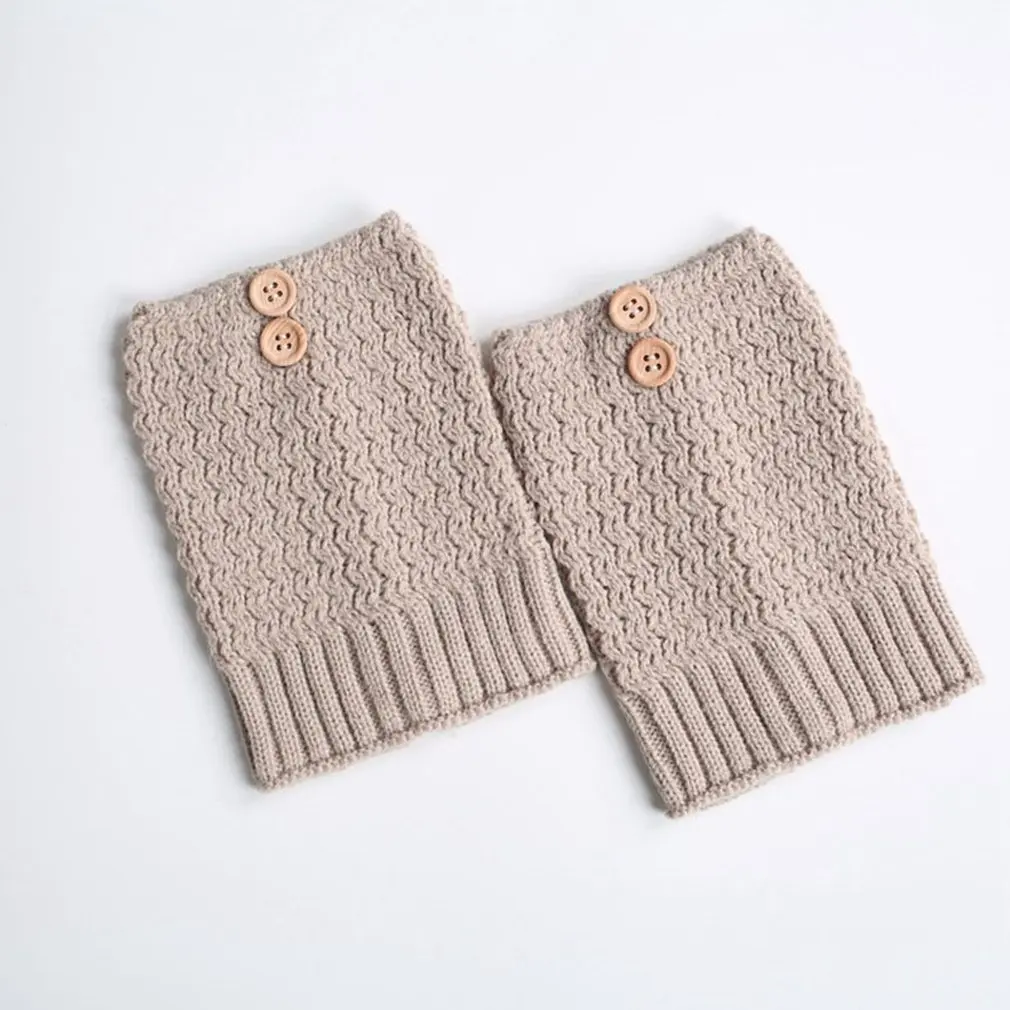 

Multicolor Knitting Woolen Foot Cover Boots Autumn Winter Buckle Socks with Buttons