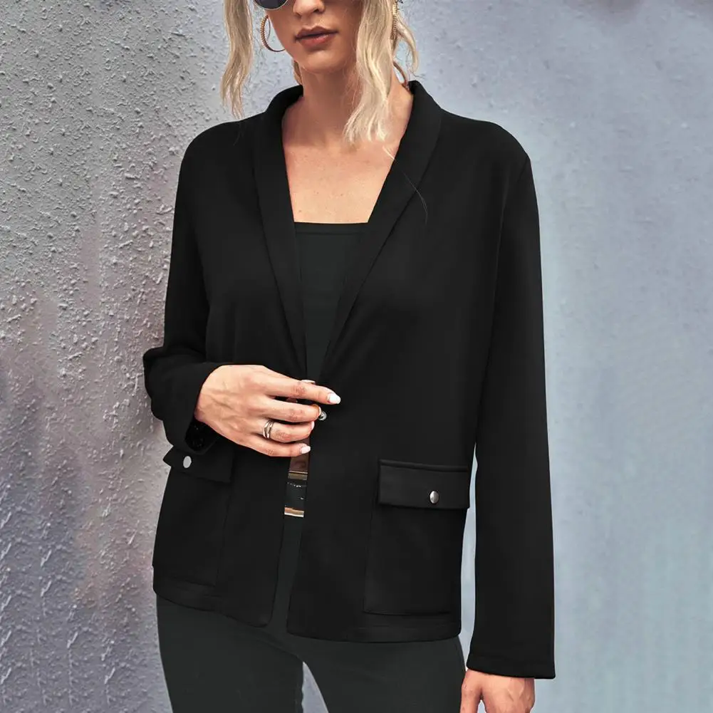 

Solid Color Stylish Women's Single Button Lapel Elegant Spring/fall Suit Coat for Business Ol Commute Formal Occasions Long