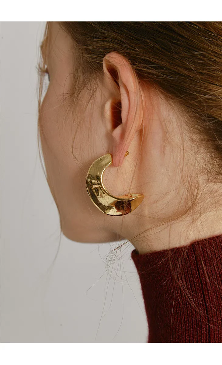 Серьги-кольца женские из латуни с Луной 18 карат золота | AliExpress