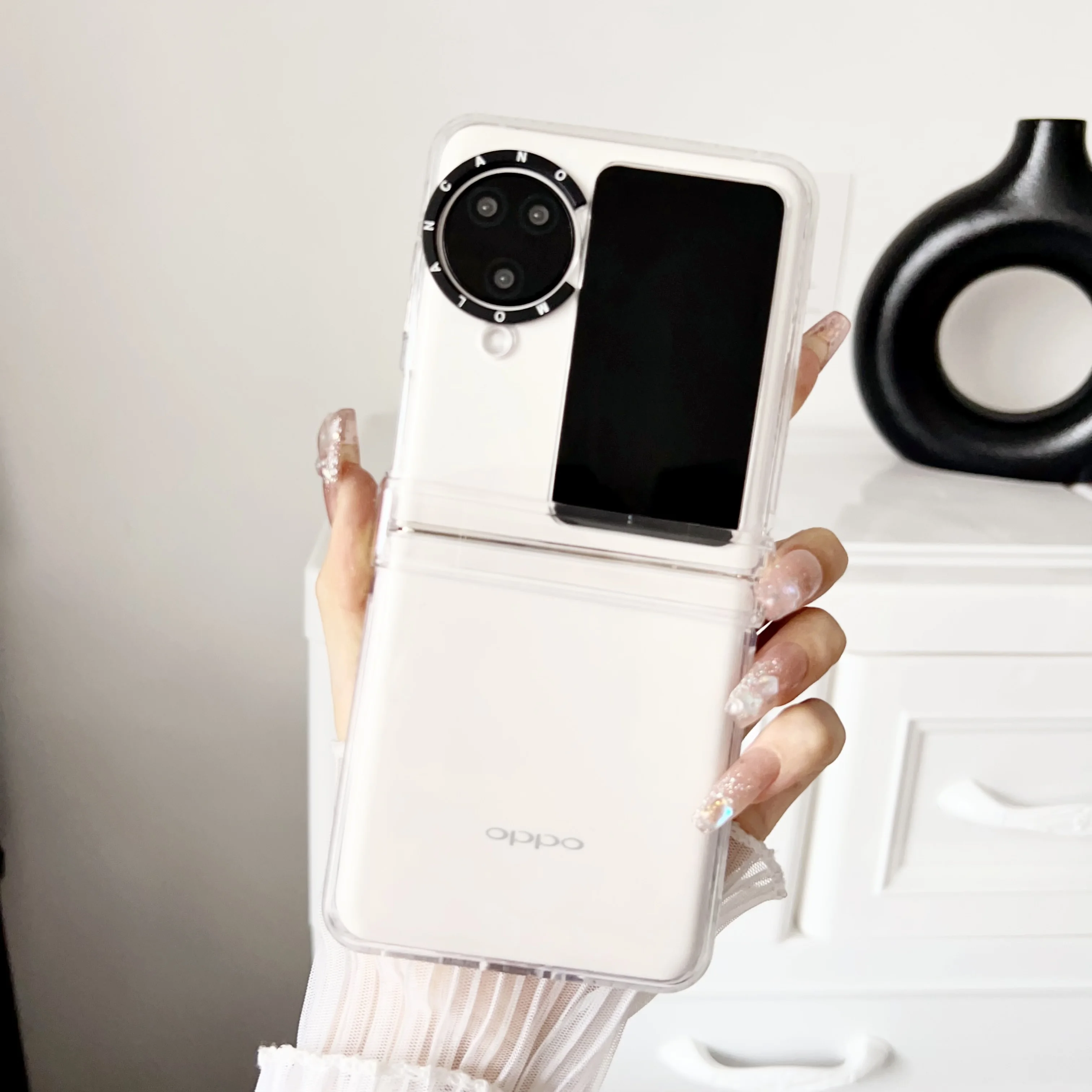 Складной чехол для OPPO Find N3 N2 Flip N3flip N2flip 5G Цветовая прозрачная петля все включено