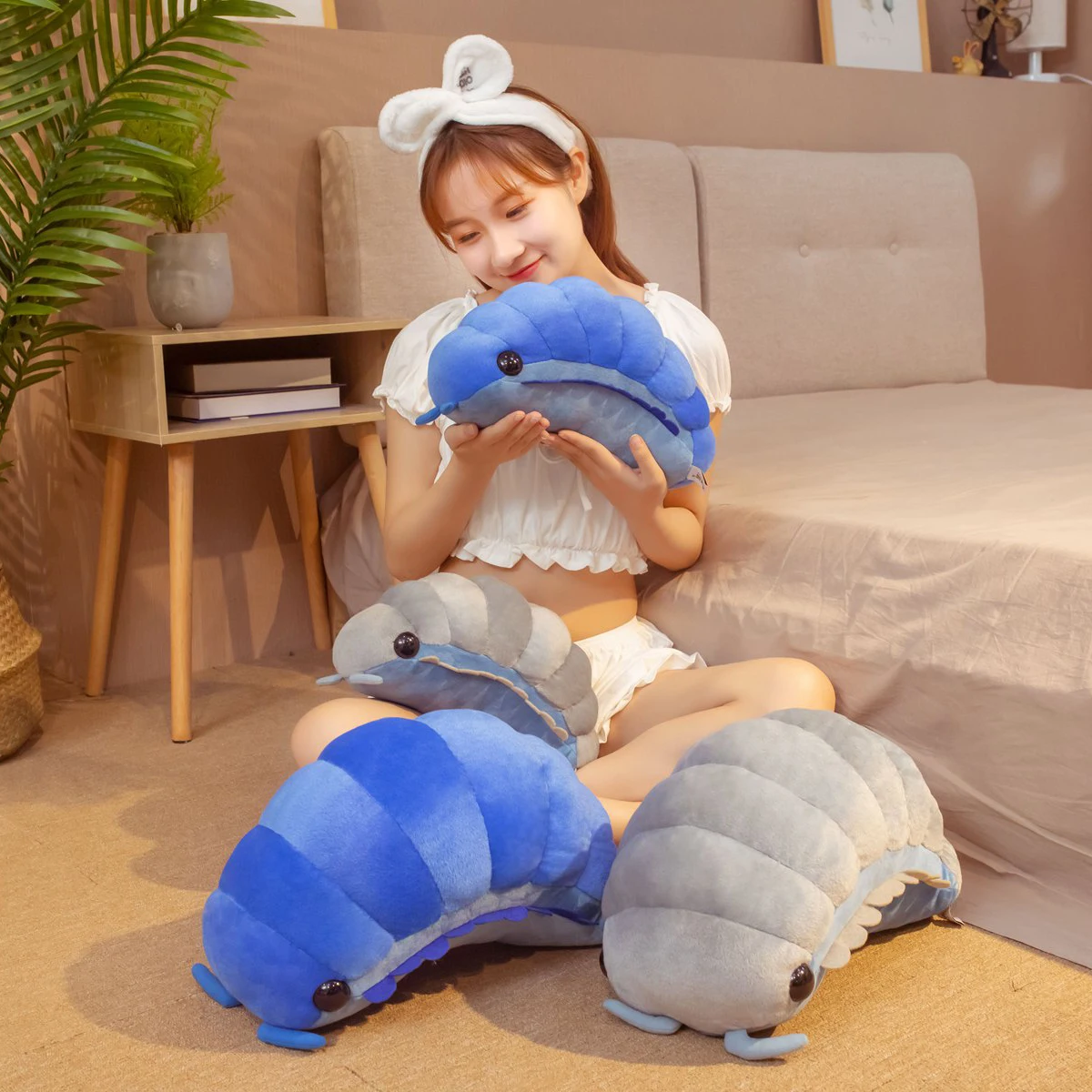 30/50CM Kawaii Insect Plush Toys Pill Bug Dolls Stuffed Soft Life Like Animal Pillow Creative Sofa Cushion for Children Kids