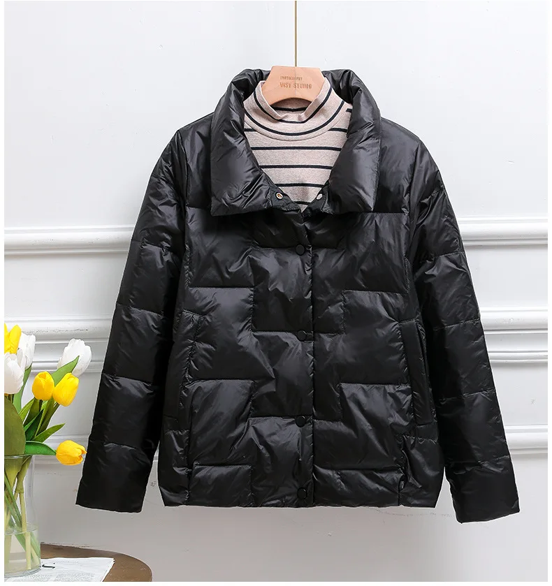 MHMR 2023New Short Winter Jackets Women Button Stand Collar Warm Parkas Autumn Thicken Clothing Fashion Solid Small Jacket M-4XL