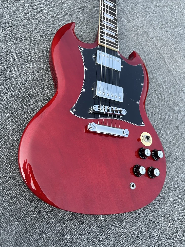 Standard electric guitar SG burgundy shiny flowerpot inlay in stock quick shipping