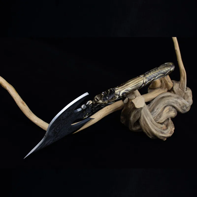 Нож топорик пружинное лезвие из стали ручка сплава кованый кухонный нож Longquan для