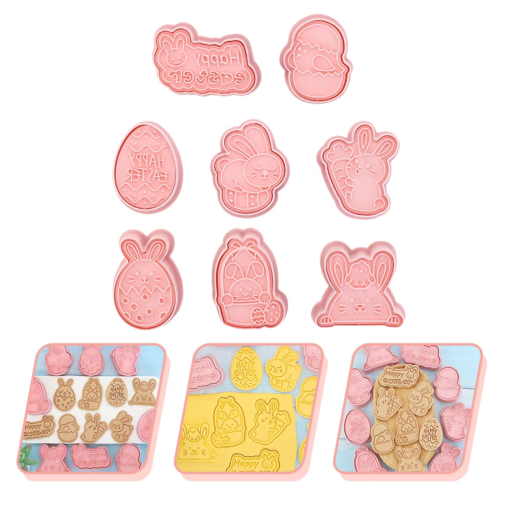 

Egg Bunny Mold: 8Pcs Happy Biscuit Molds- theme Tray Tool for Chocolate Cake Dessert Candy Mousse Pastry
