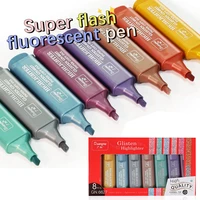 8pcsset color metallic flash highlighter pen marker scrapbooking pearlescent color fluorescent pen kawaii stationery
