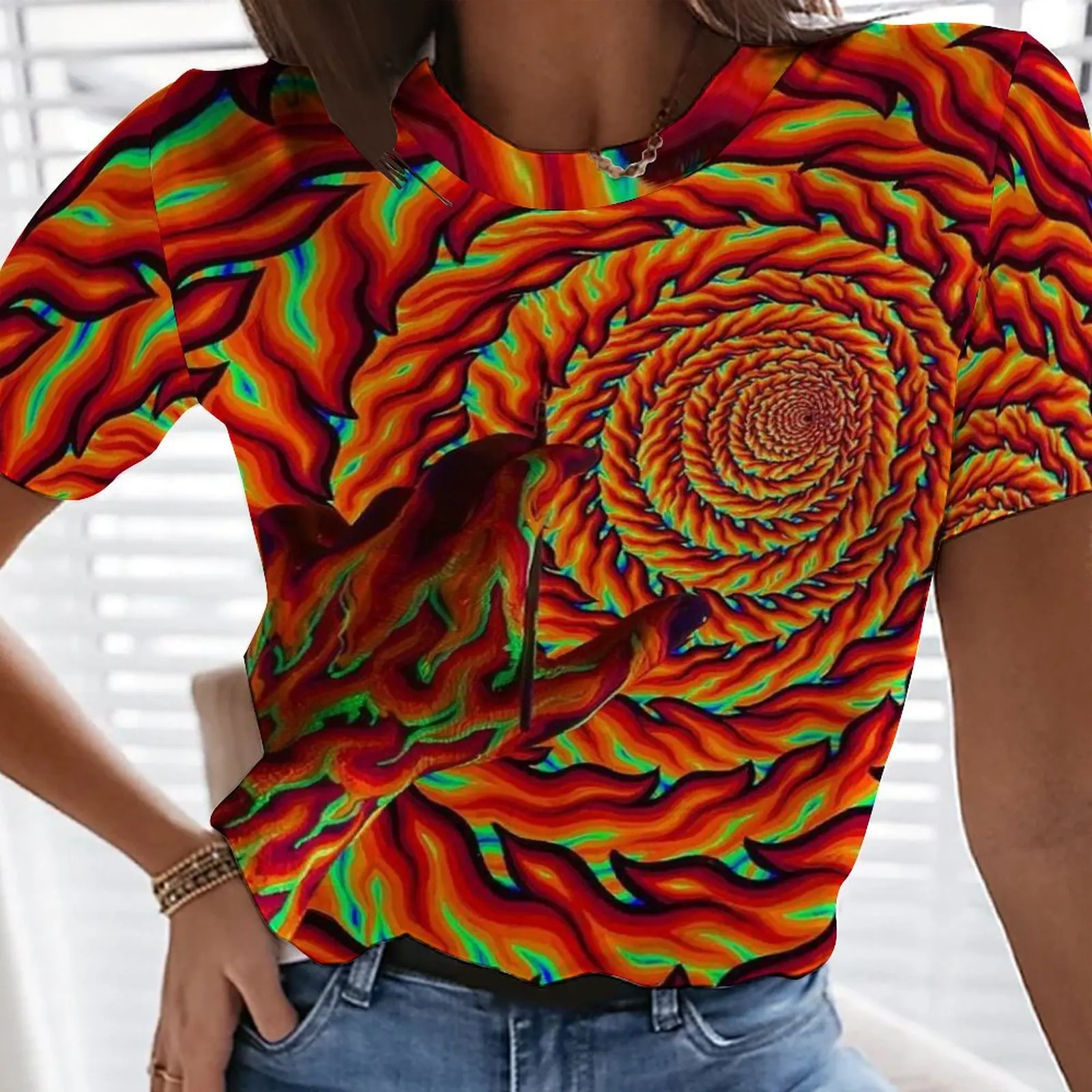 

Летняя Новинка Внешняя торговля 3D цифровая печать ручная роспись Женская футболка модная дышащая футболка