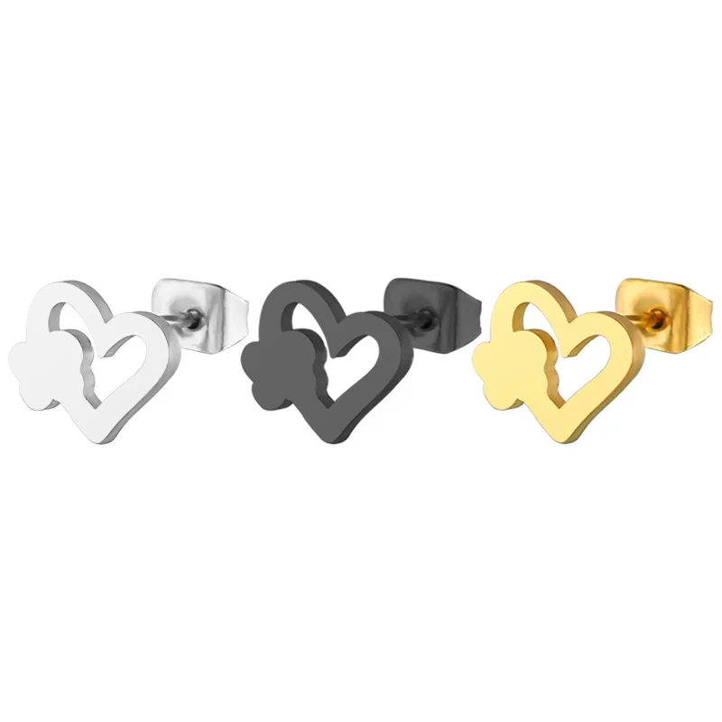

Simple Fashion Titanium Steel Stainless Steel Earrings Love Flower Wire Cutting Earrings Women Manufacturer Sales