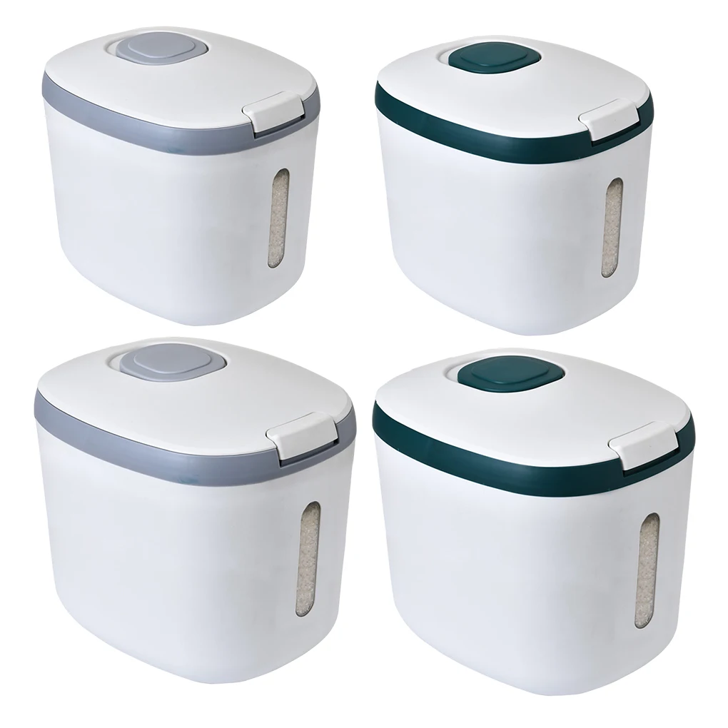 

Kitchen Container Moistureproof Sealed Jar with Lid Rice Bucket Pet Dry Food Store Washable Pantry for Tea Grain Gray M