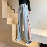 woman sexy side zipper pants loose wide leg korean harajuku sweat hot pants high waist sport jogging casual capris fashion cloth