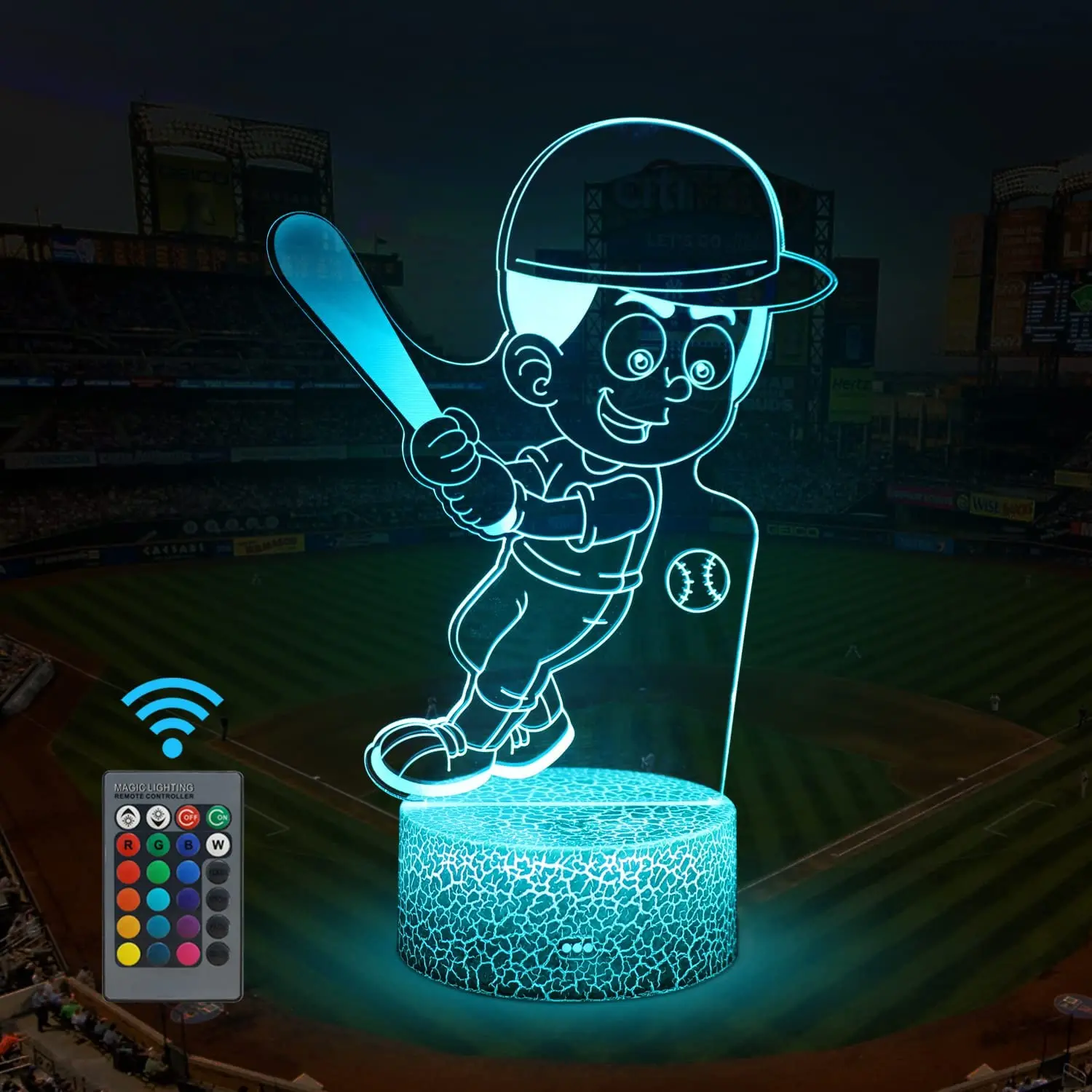 

Baseball Night Light,3D Illusion Led Lamp , 16 Colors Dimmable with Remote Control Smart Touch, Best Christmas Birthday Gifts