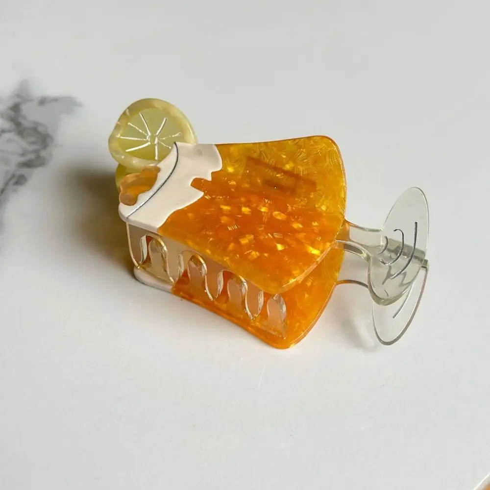 

Lemon Juice Cocktail Acetate Hair Claw Creative Acetic Acid Wine Glass Headdress Orange Juice Girl