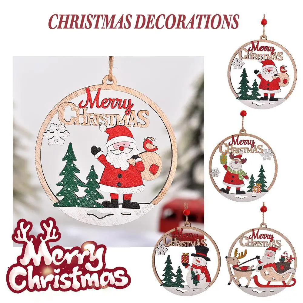2024 рождественские деревянные подвески подвесные украшения для рождественской