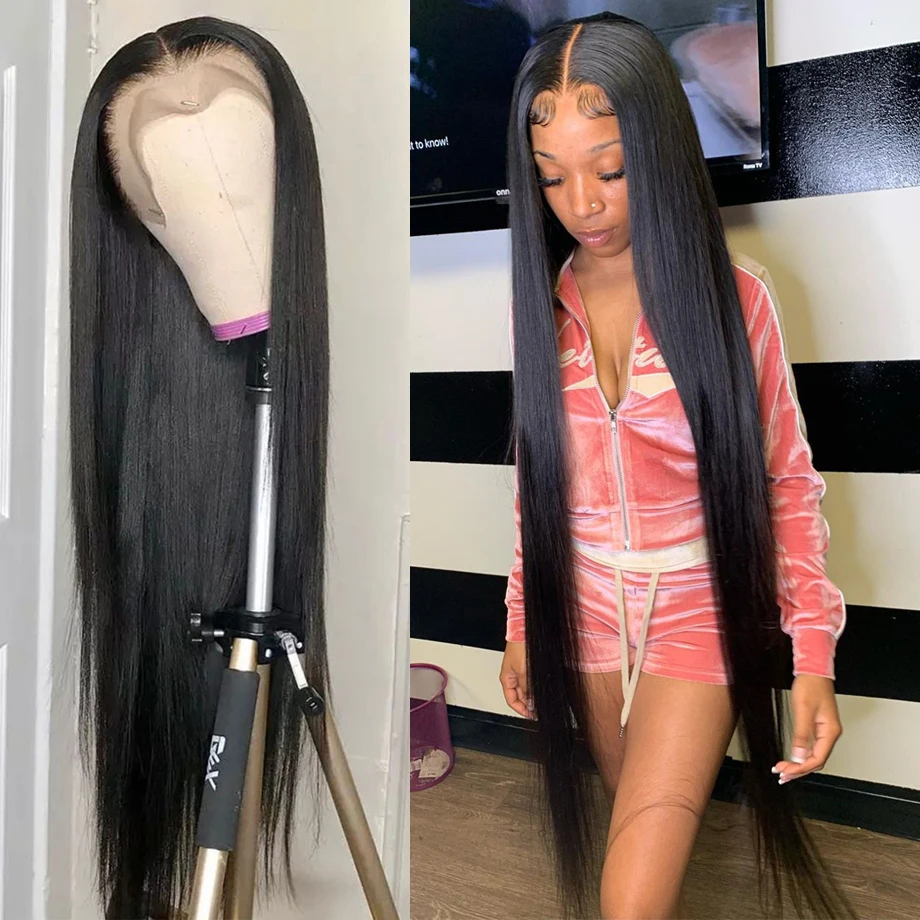 40 Inch Straight Lace Front Wig Bone Brazilian 360 13x4 13x6 Hd Lace Frontal Wig Straight Human Hair Wigs For Women Pre Plucked