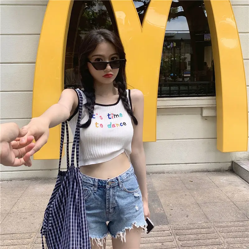 GAODINGLAN летние облегающие Женские трикотажные жилеты без рукавов в стиле