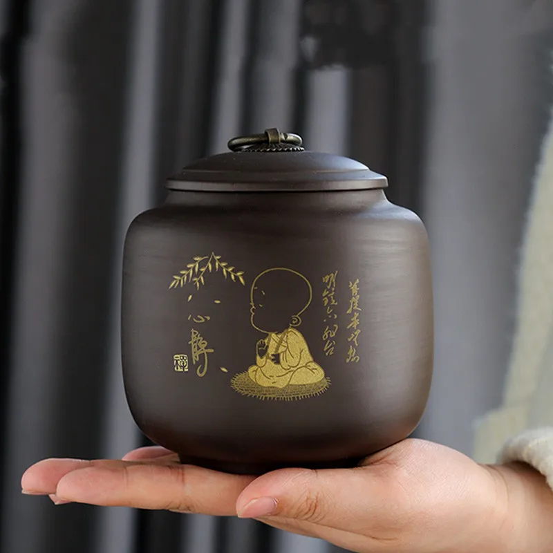 

Винтажный контейнер для чая из фиолетовой глины