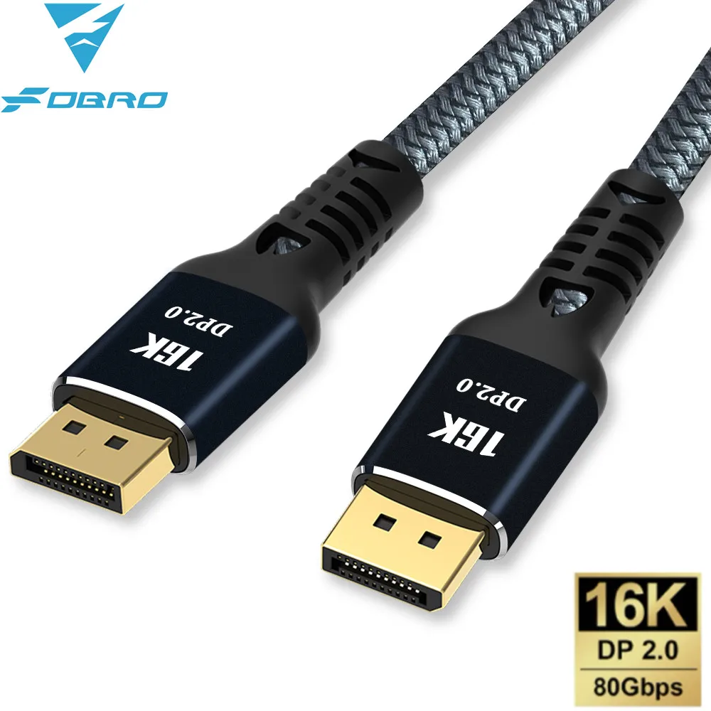 

DisplayPort 2.0 Cable 16K@60Hz 8K @60H 4K@165Hz High Speed 80Gbps Display Port Adapter For Video PC Laptop DP 2.0 Cable HDR