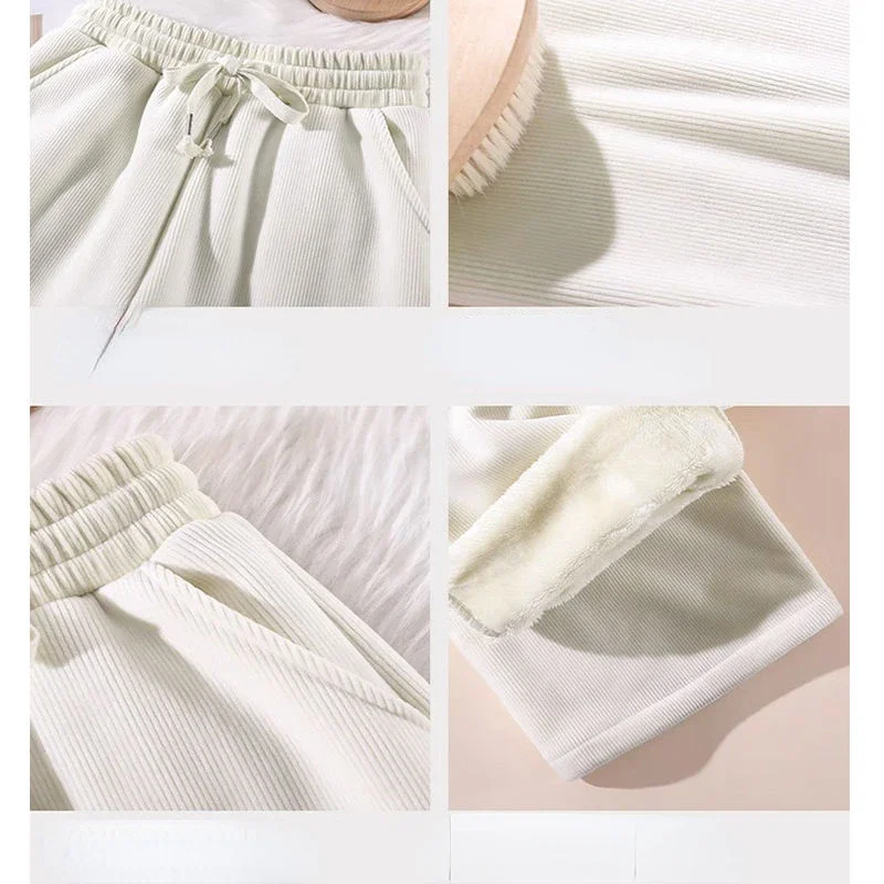 Женские утепленные вельветовые брюки с широкими штанинами зимние прямые высокой