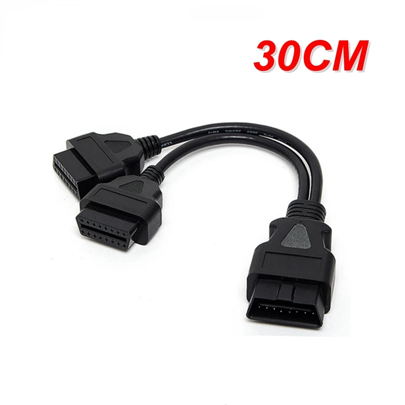 

16Pin 30CM OBD2 Connector 1-2 Splitter Male to Dual Female 30 CM Car OBD 2 Extension Cable