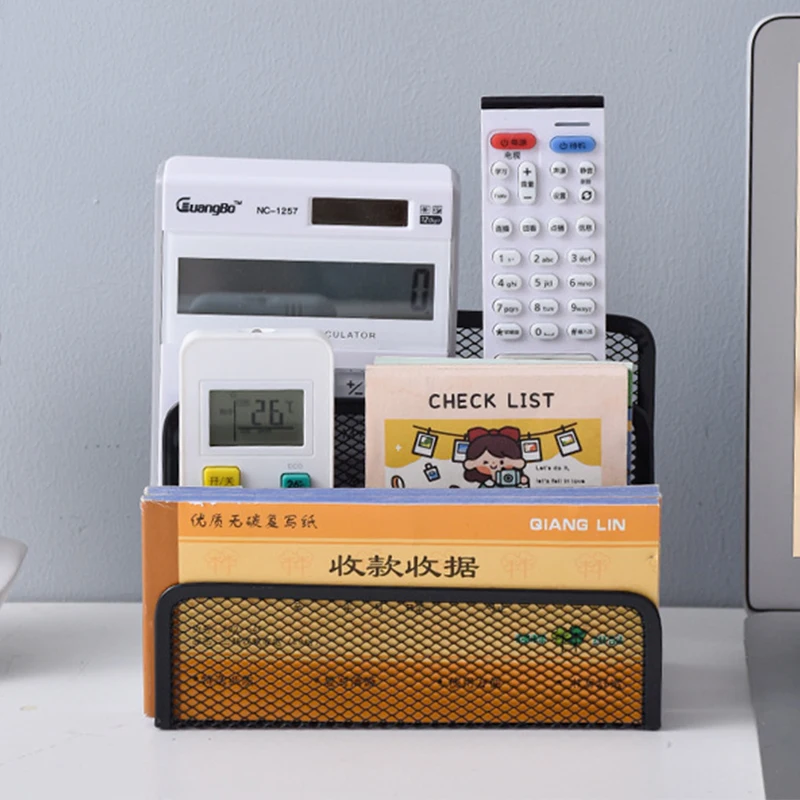 Подставка для блокнота и бумаги 3-уровневый черный металлический сетчатый