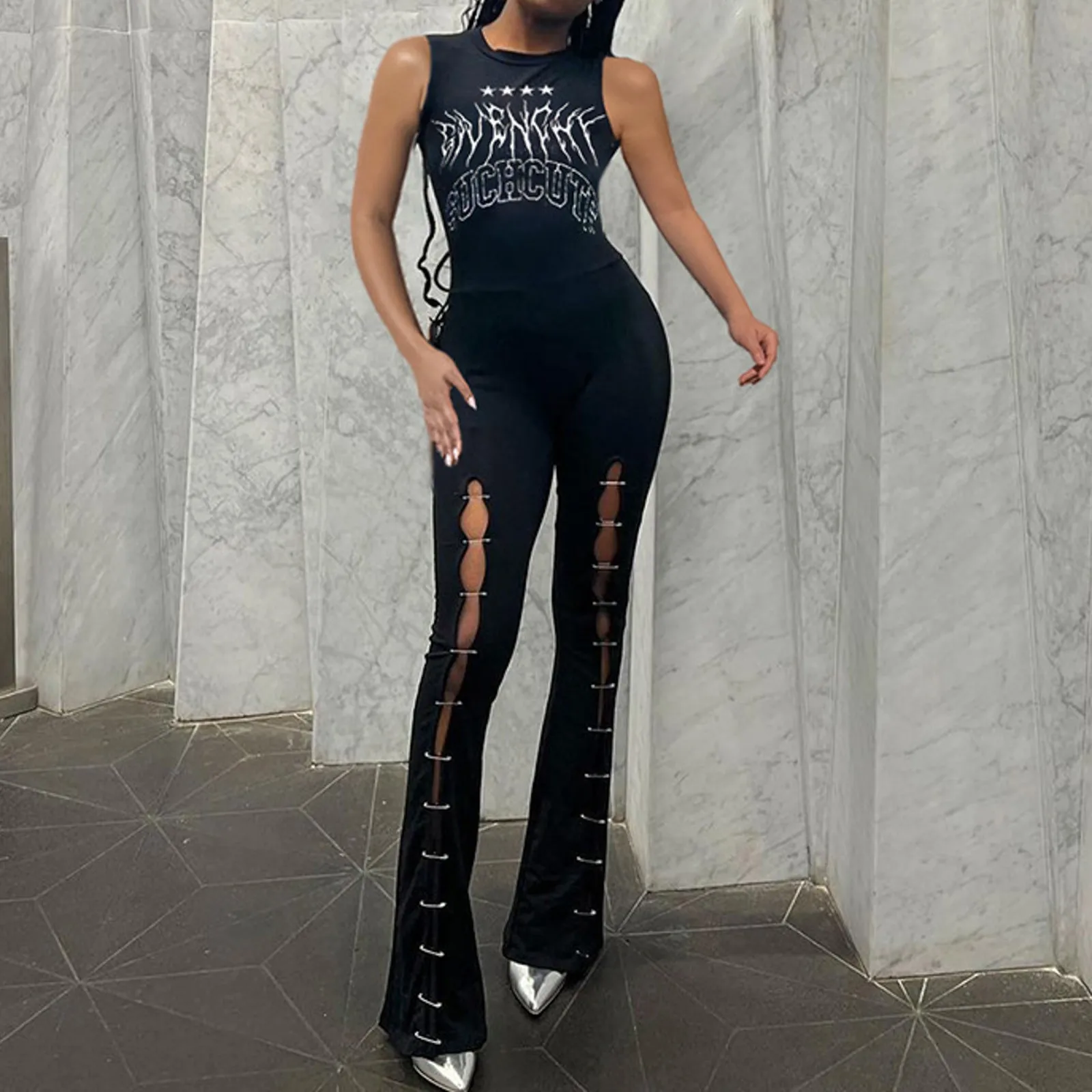 

Women's Summer Jumpsuit Casual Sleeveless Wrap V Neck Belted Wide Leg Pants Rompers Women Summer Jumpsuits