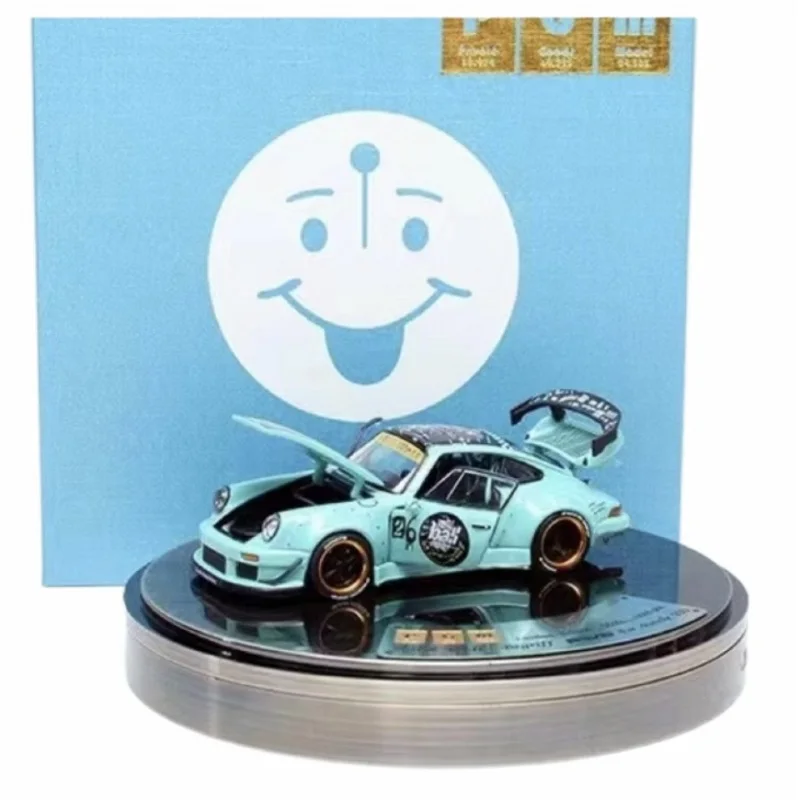 

PGM 1:64 RWB 930 LighBlue With Smile / Pink Die-Cast Car Model Collection Miniature