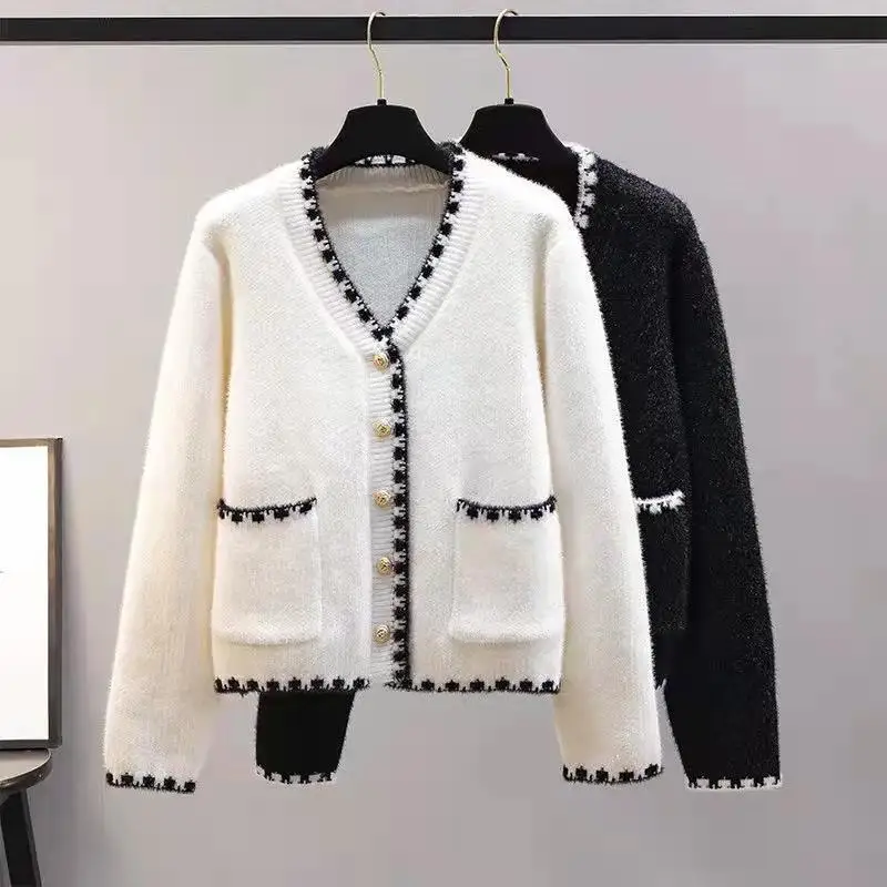 

New Cardigans For Women 2021 2022 Korean Fashion Women's Coat Spring V-Neck Button カーディガン Pocket Jersey Mujer Oversize Jackets