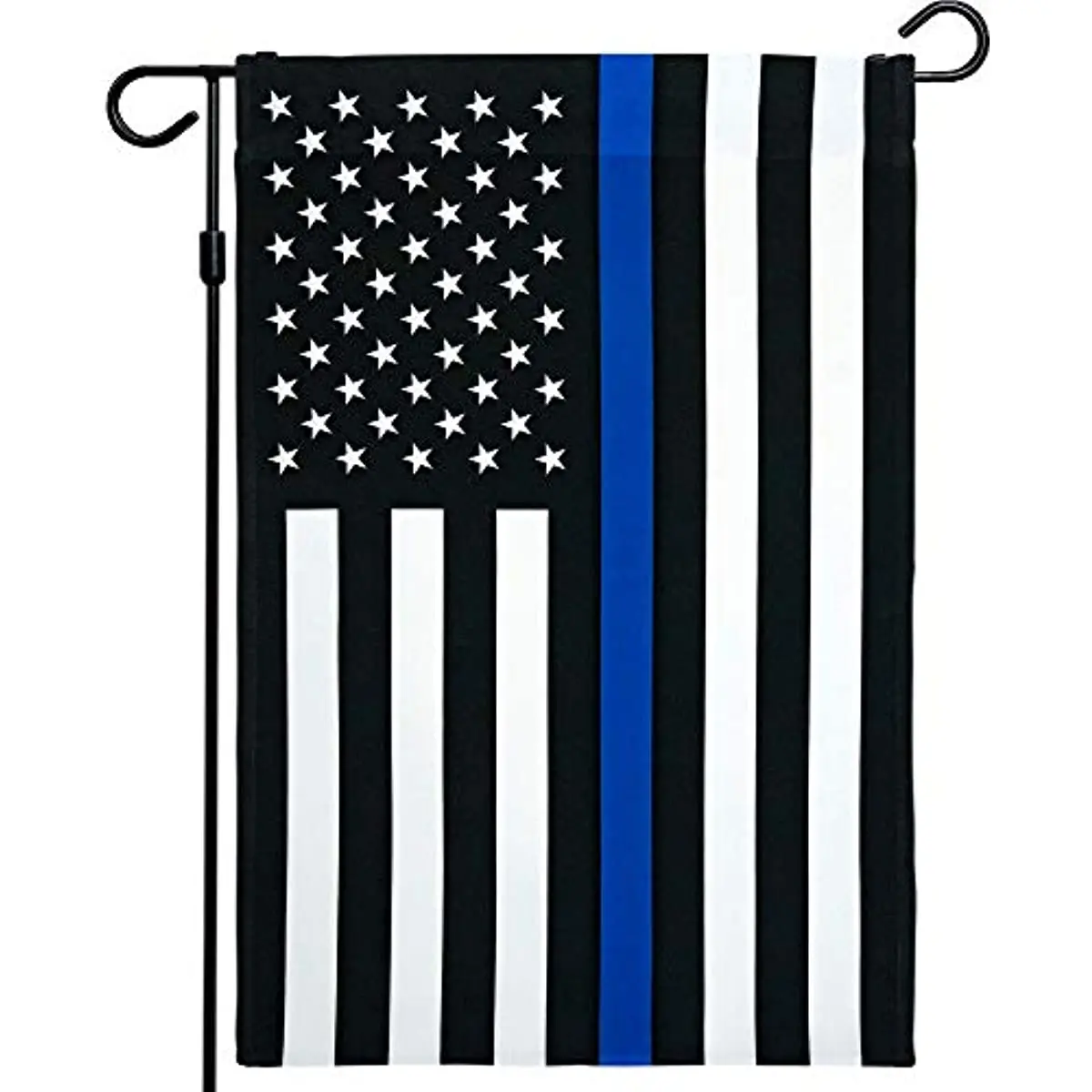 

New Thin Blue Line Police American Flag Garden Flag, Honoring Men Women Law Enforcement Black White Blue Outdoor Flag 12" x 18”