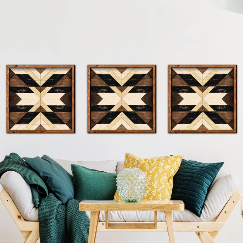 

[Wall Stickers] MZ450-456 Cross-Border Wooden Border Painting Nordic Style Geometric Pattern Living Room Bedroom Study Room Deco