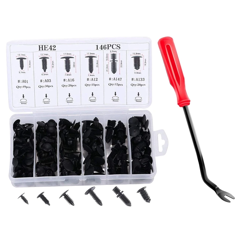 

147 Pcs Trunk Buckle Screw Fastener Rivet Retainers Replace For GM Hood Push Pin Splash Guard Clip Car Accessories
