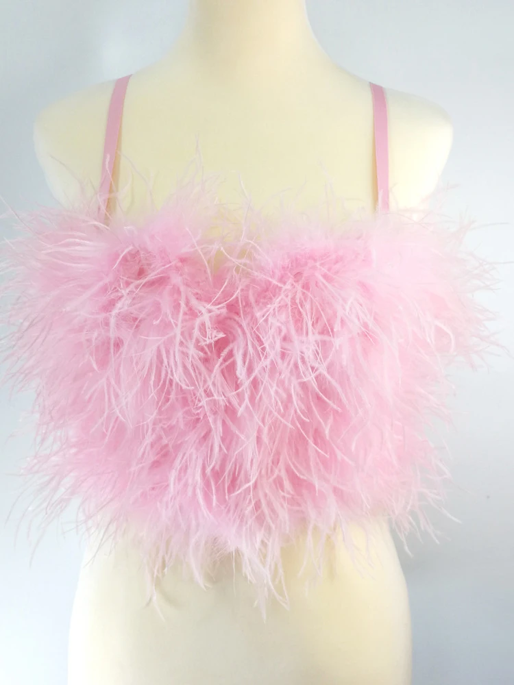 

Stage Fashion Camisole Female 2022 Summer Solid Color Furry All-Match Tube Strap Tops