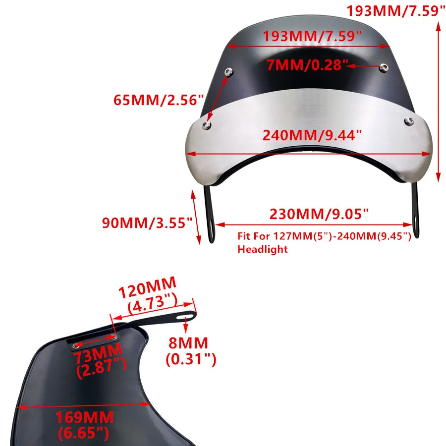 Универсальная передняя фара для мотоцикла лобовое стекло Кафе Racer Triumph Harley 5-9 45
